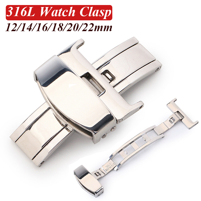 Replacement Watch Bracelet - 316L Edelstahl Schmetterlingsschnalle Uhrenarmband Polierter Knopf