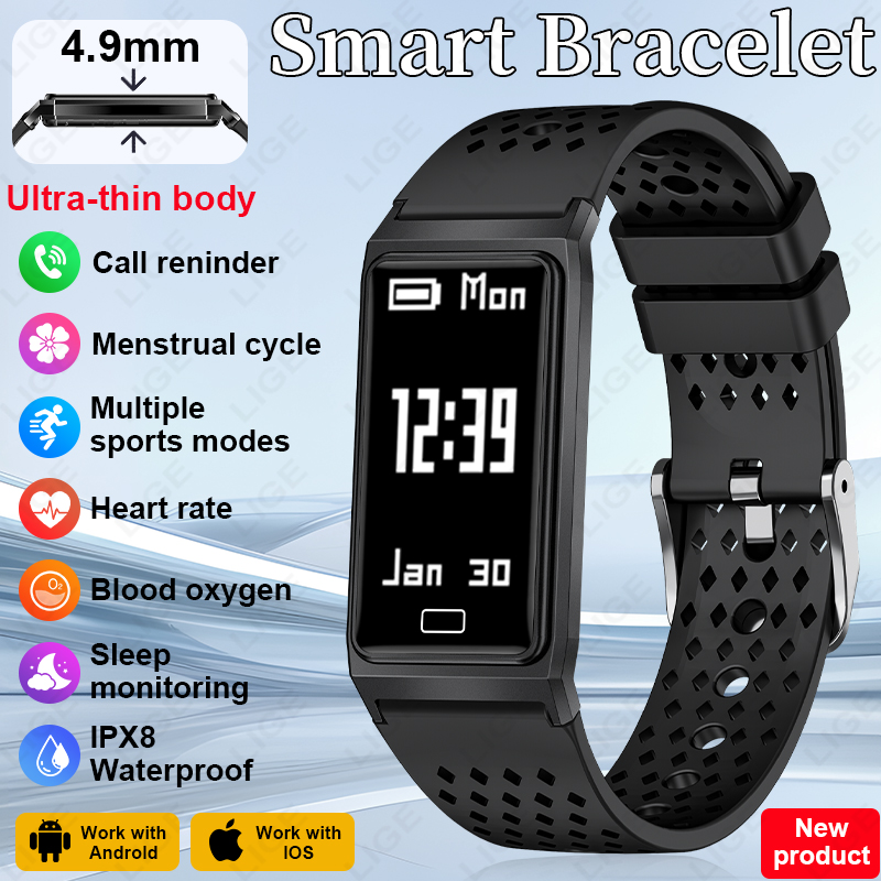 Smartwatch Slim Watches For Men - 4,9mm Ultra-Schlankes Smart-Armband Atmungsaktives Band Herzfrequenz-Blutsauerstoff-Monitor