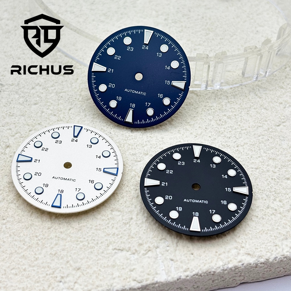 Luminous Dial Face - RICHUS 28,6mm Uhrenzifferblatt mit grünen Leuchtzeigern
