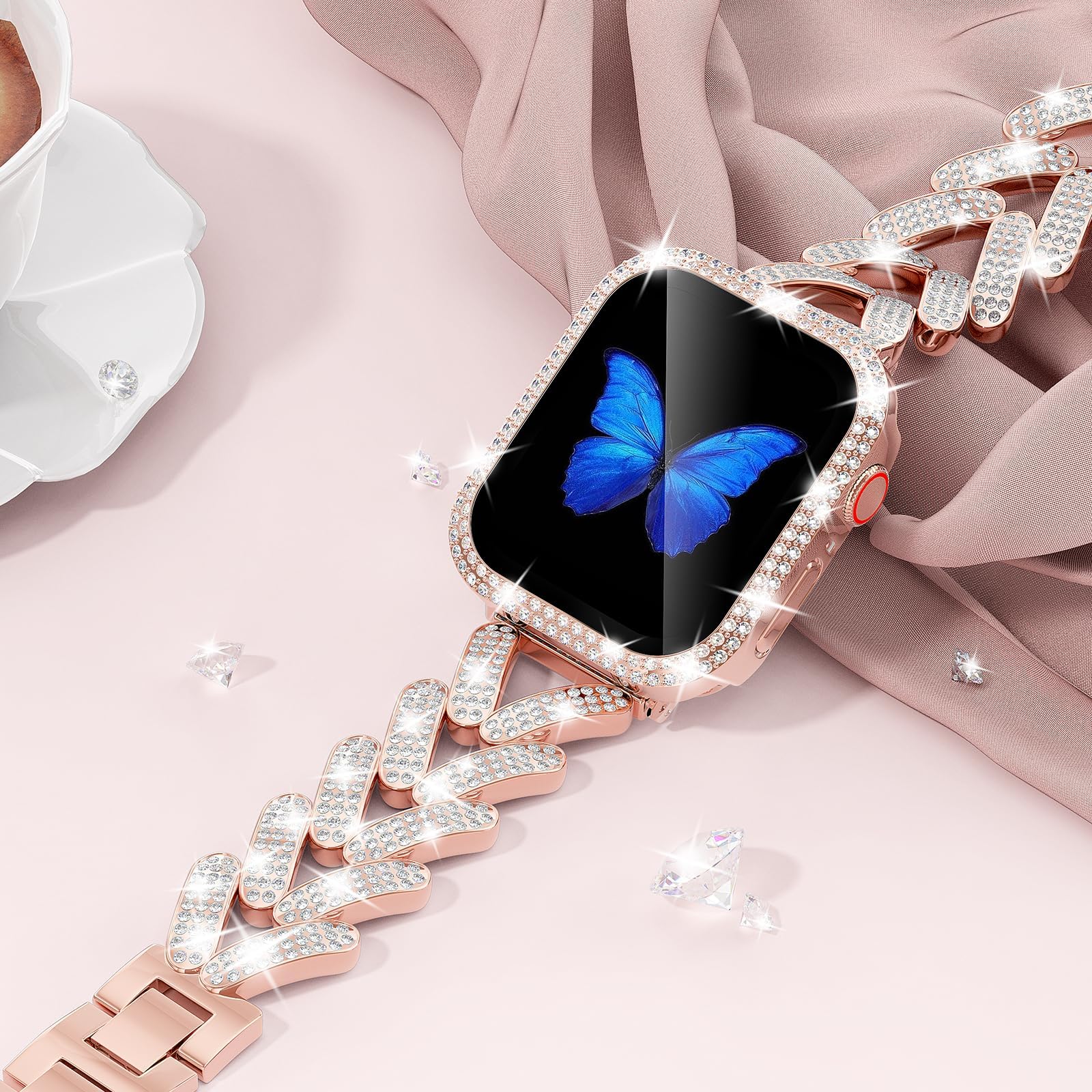 Smartwatch Slim Watches For Men - Bling-Band für Apple Watch-Armband 40 mm,