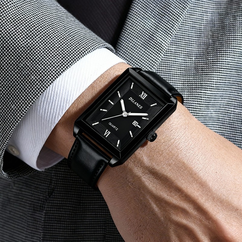Smartwatch Branded Watches For Men - Lässige Leder-Herrenuhren Modische Quadratische Quarzuhren für